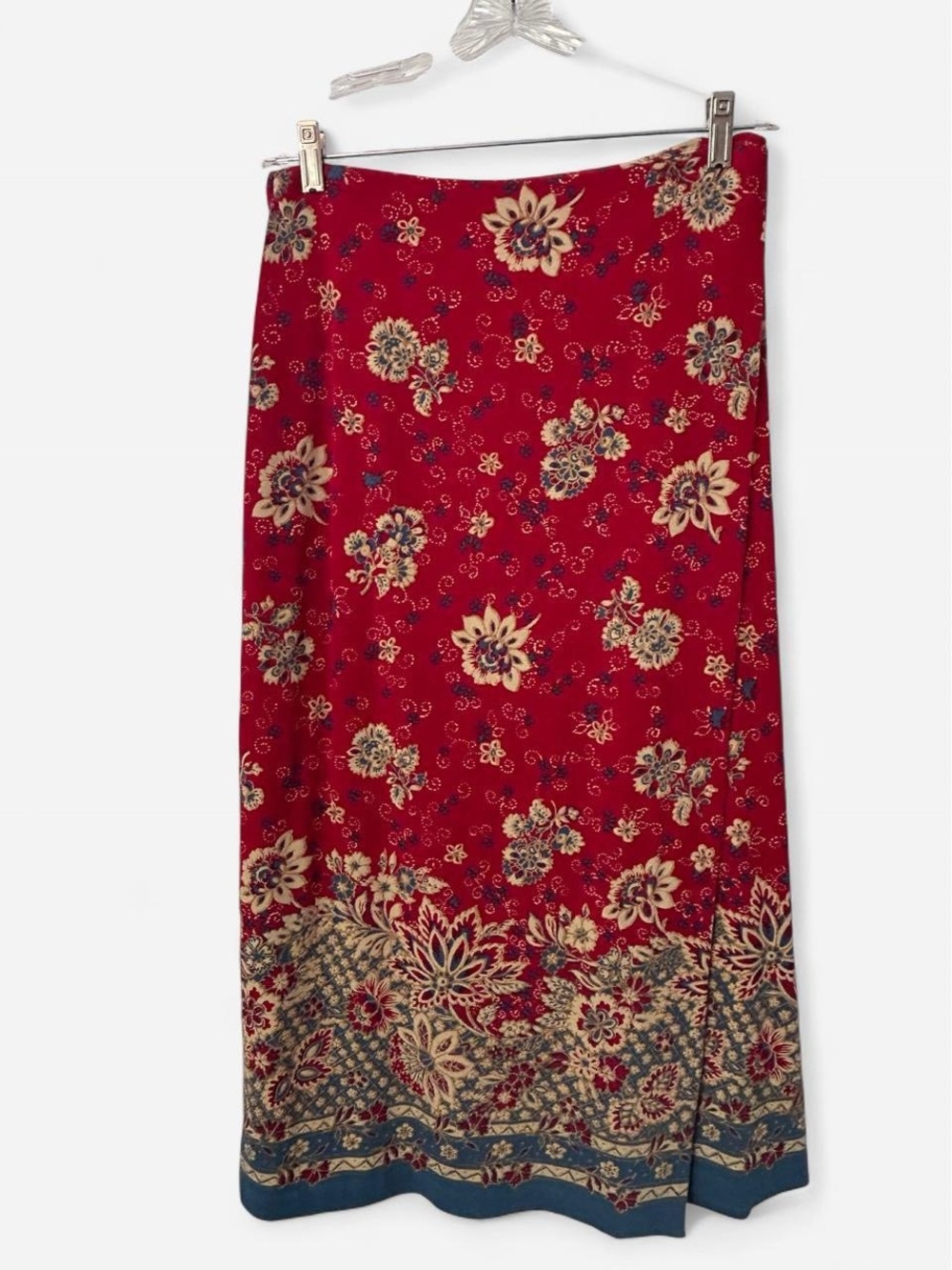 Red Floral Maxi Skirt
